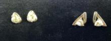 2 Pair 14K Yellow Gold Earrings with Alaskan Gold Quartz