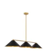 RRTYO Lani 3-Light Blacka nd Gold Metal Industrial Cone Linear Chandelier