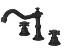 BWE Widespread 2-Handle 3-Hole Bathroom Faucet with Drain Kit in Matte Black
