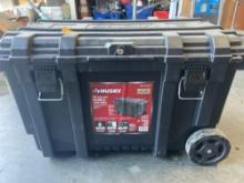 Husky 23 in. 50 Gal. Black Rolling Toolbox with Keyed Lock and Portable Hand Tool Tray