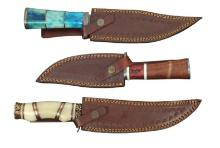 Three Smith Custom Made Damascus-Bladed Knives (DTE)