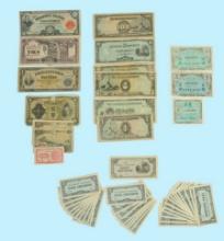 Roughly 60 Assorted WWII Currency - Japanese Occupation Notes/Yen/Philippine & Military Script (W...