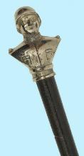 *WWII German Swagger Stick with Decorative Bust Topper (KDW)