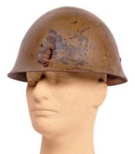 Imperial Japanese WWII issue Type 30 Battle Damaged Helmet (MOS)