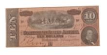 Civil War issue $10 Confederate Currency Note (A)