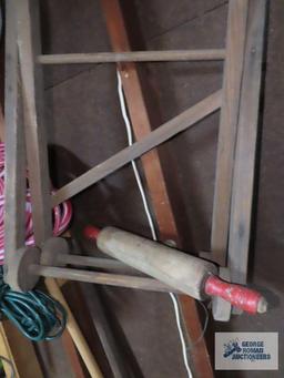 Vintage drying rack, rolling pin, and etc