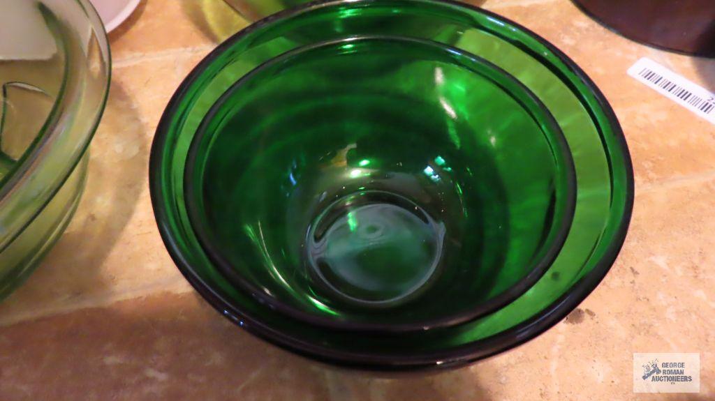Assorted...green depression...bowl, and canner granite top
