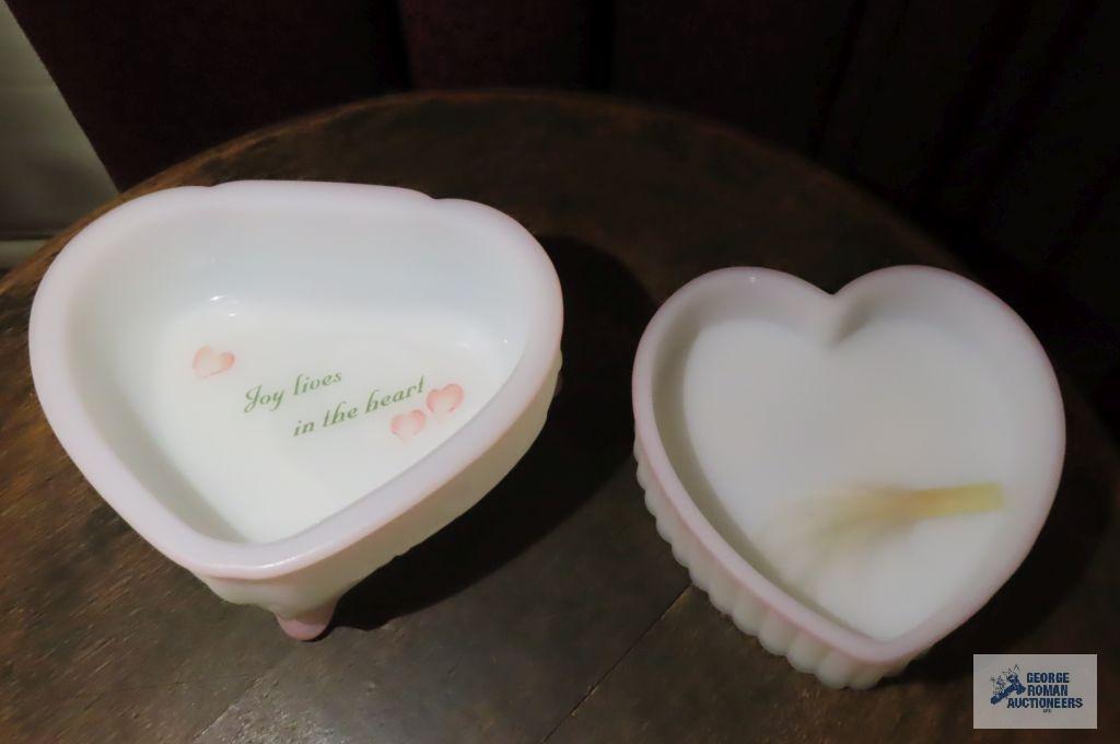 Fenton heart-shaped trinket boxes