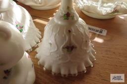 Fenton hand painted bells and bear figurine