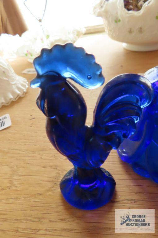 Blue glass decorative items