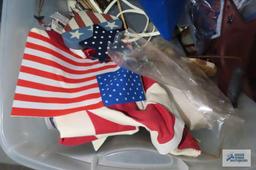 Tote of red, white and blue decorations