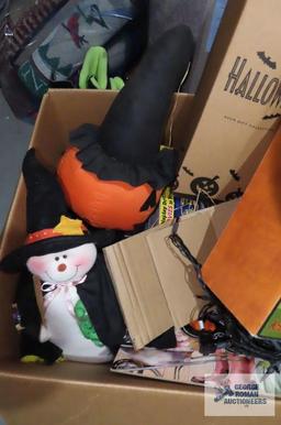 Box of Halloween decorations