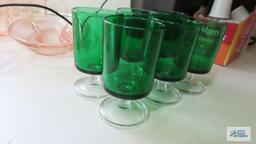 Small green glass stemware