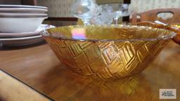 Carnival Glass basket weave bowls, small chips