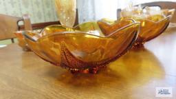 Decorative amber glass bowls