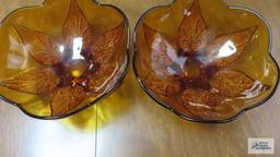 Decorative amber glass bowls