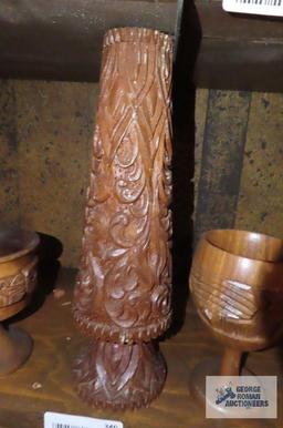 wooden goblets and vase
