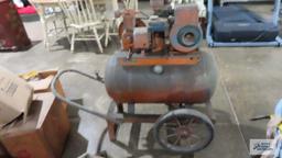 Gas air compressor on roll about cart