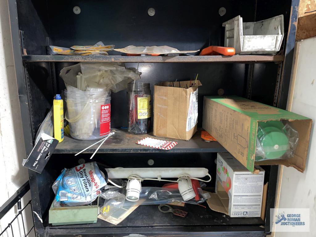 CONTENTS OF CABINET AND PLASTIC BIN