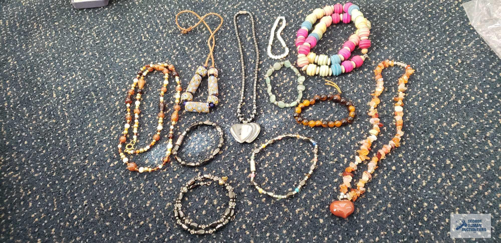 Beaded and magnetic necklaces and bracelets