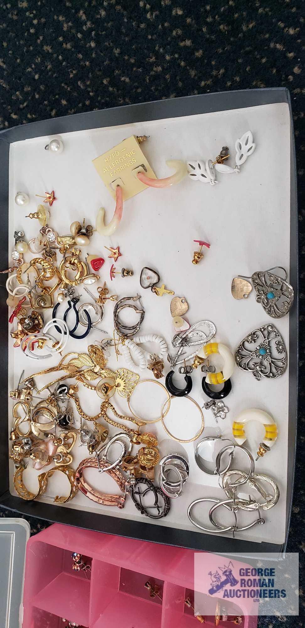 Large assortment of costume jewelry earrings