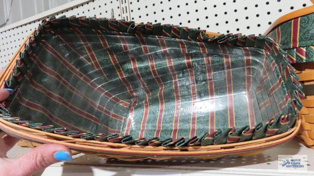 Longaberger 1997 green and red striped basket