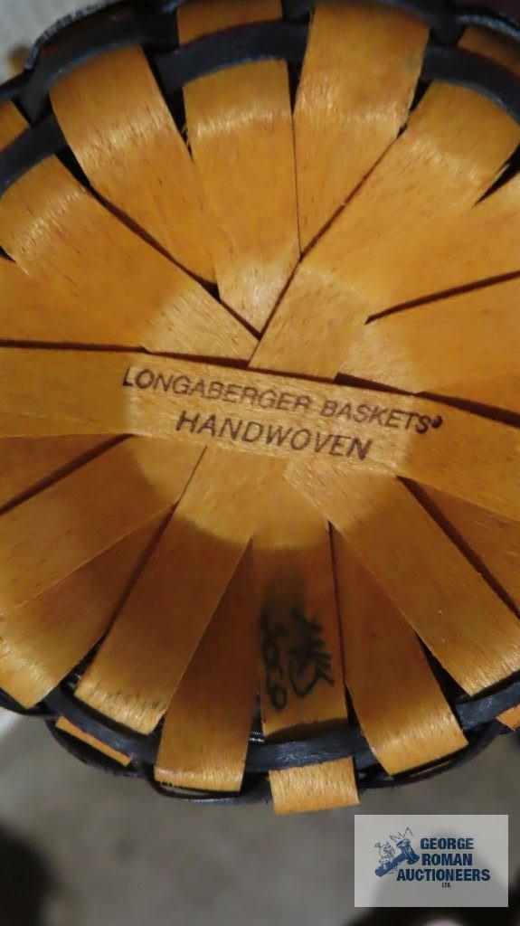 Longaberger J.W. Collection Miniature 2002-2003 cake basket and 2002 Baker's waste basket