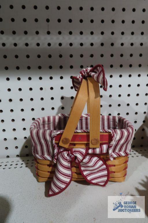 Longaberger 1995 and...1998 red striped baskets