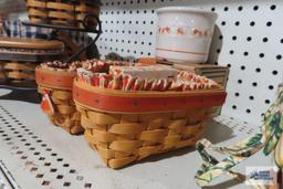 Longaberger...(2) candy corn baskets and pottery
