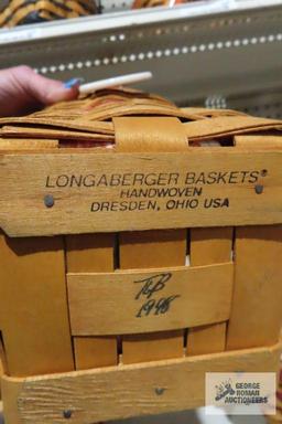 Longaberger 1996 floral basket and 1998 floral vase basket