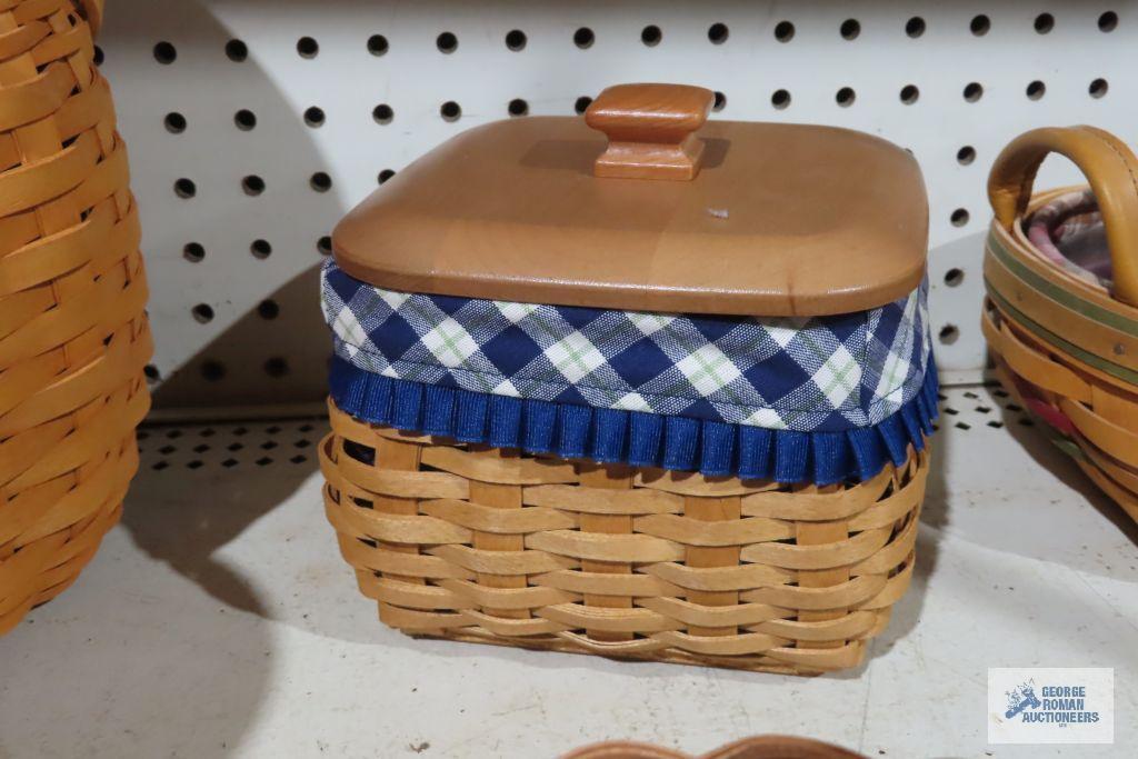 Longaberger Collectors Club lightship basket and Blue Ribbon Collection mending basket
