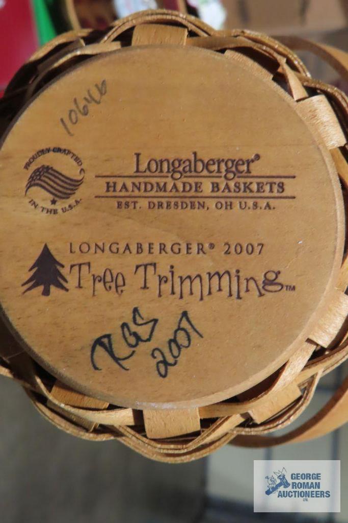 Longaberger...(2) 2007 peppermint stripe baskets