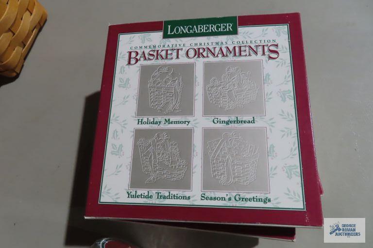 Longaberger holly ribbon and Christmas basket ornaments