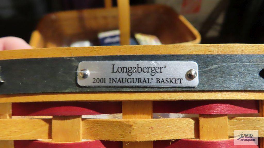 Longaberger whistle-stop basket and miniature inaugural basket