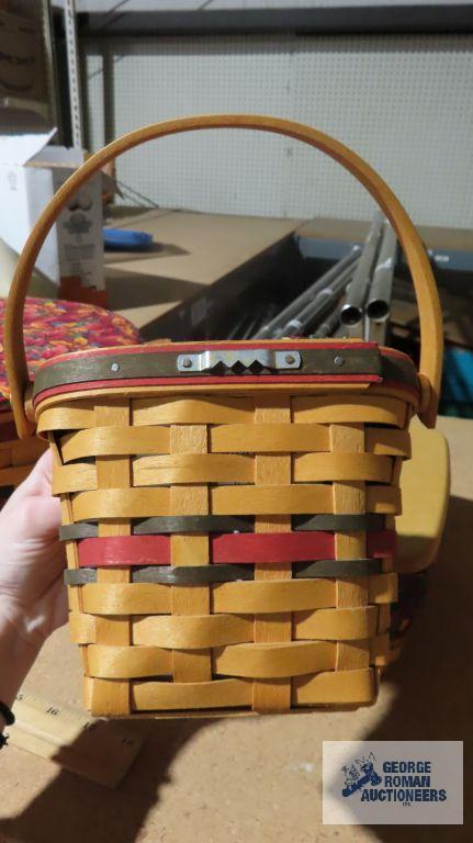 Longaberger 1996 and...1999 green and red striped baskets