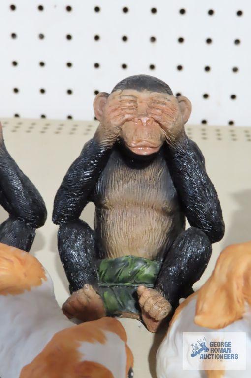 Dog and monkey figurines ...
