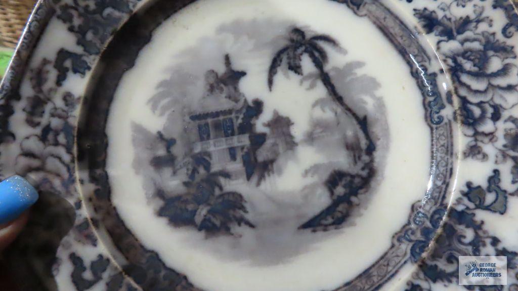 Ironstone Davenport Cyprus plate and other decorative serving dish