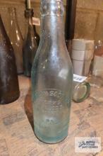 Marion Soda Water Works antique bottle, top is chipped