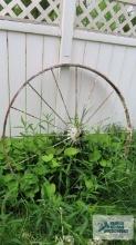Antique metal wagon wheel