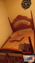 Wooden full bed with spindles