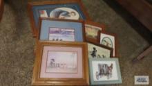 Seven framed pictures of Amish life