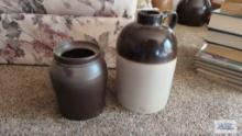 Brown top jug and brown crock
