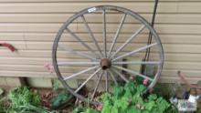 Antique wooden wagon wheel