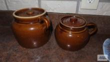Two handled bean pots