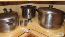 Farberware and Revere ware pots and pans