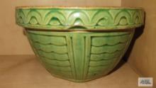 Green party style bowl, marked 103/-USA, has cracks