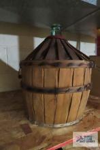 Handled basket with glass jug