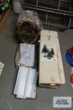 Ponderosa Alpine 2 ft, 3 ft, and 4 ft tree set....pine cone basket decoration and ornaments.