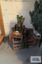 Wood crate, sleigh,...two reindeer