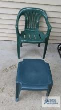 Plastic outdoor chair and small table